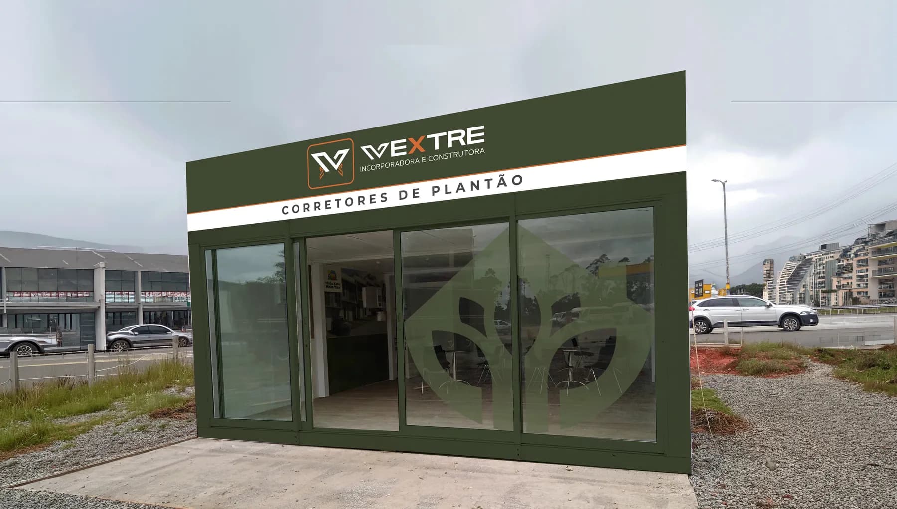 Stand em container do Bosque das Árvores — fachada