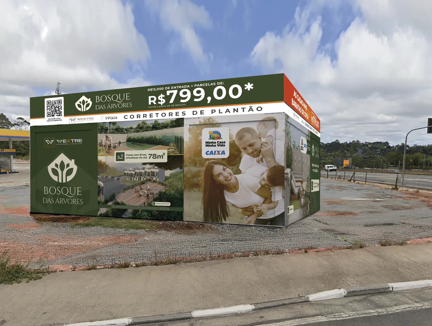 Stand em container do Bosque das Árvores — lateral direita