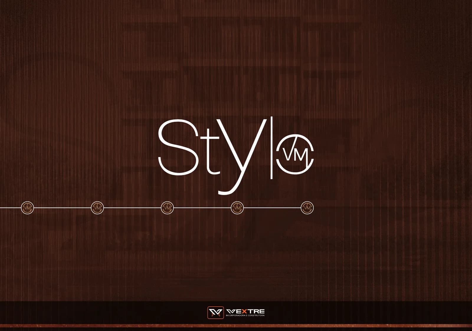 Capa do book do Stylo VM: logo sobre a linha com cinco estações