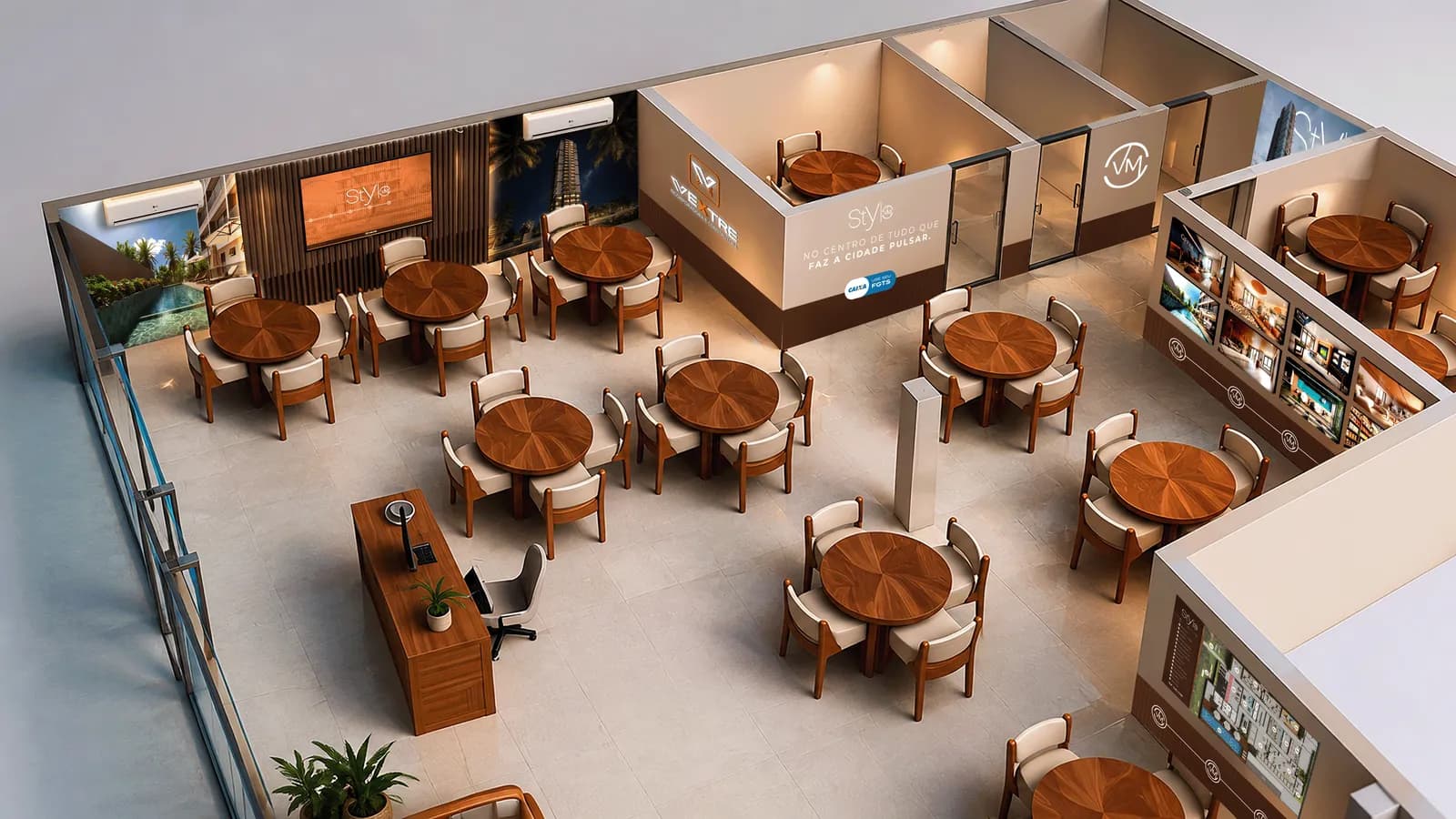 Planta do stand — Layout de atendimento